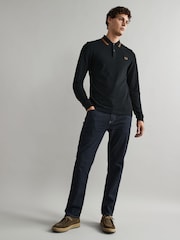 أسود/Marmalade - قميص بولو بكم طويل بحافة مزدوجة من Fred Perry  - صورة 2 من 5