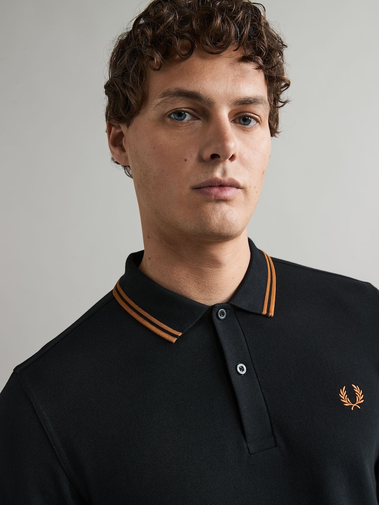 чорний/Marmalade - Fred Perry лонгслів Twin Tipped сорочки поло - Image 4 of 5