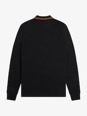 أسود/Marmalade - قميص بولو بكم طويل بحافة مزدوجة من Fred Perry  - صورة 5 من 5