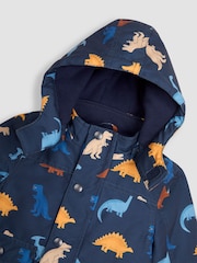 JoJo Maman Bébé Navy Blue Dinosaur Detachable Hood Print Parka - Image 5 of 5