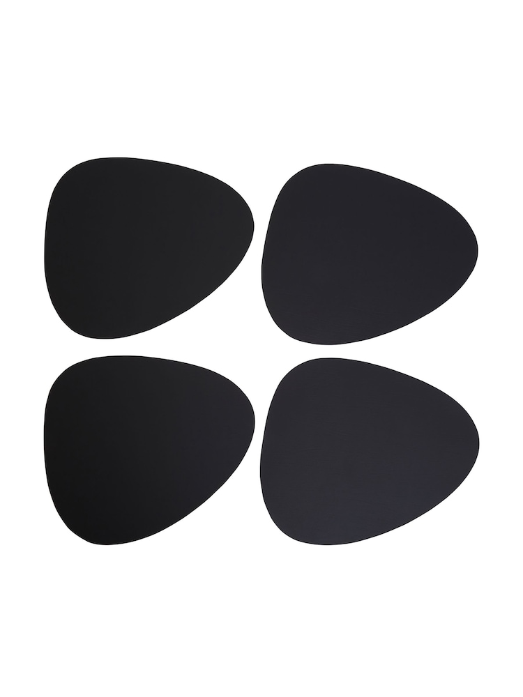 Maison by Premier Black Catlins Pebble 4 Pack Leather Placemats - Image 1 of 4