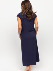 Nora Rose Blue Jersey Cap Sleeve Long Nightdress - Image 3 of 4