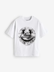 White Disco Smile Relaxed Fit 100% Cotton Short Sleeve Graphic T-Shirt (3-16yrs) - Image 5 of 8