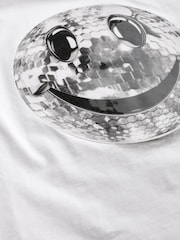 White Disco Smile Relaxed Fit 100% Cotton Short Sleeve Graphic T-Shirt (3-16yrs) - Image 7 of 8
