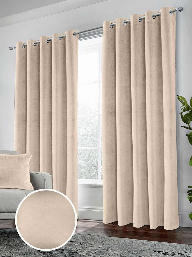 Enhanced Living Cream Thermal Blackout Hampton Readymade Curtains - Image 1 of 4