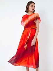 Roman Orange Ombre Cape Sleeve Midi Dress - Image 2 of 5