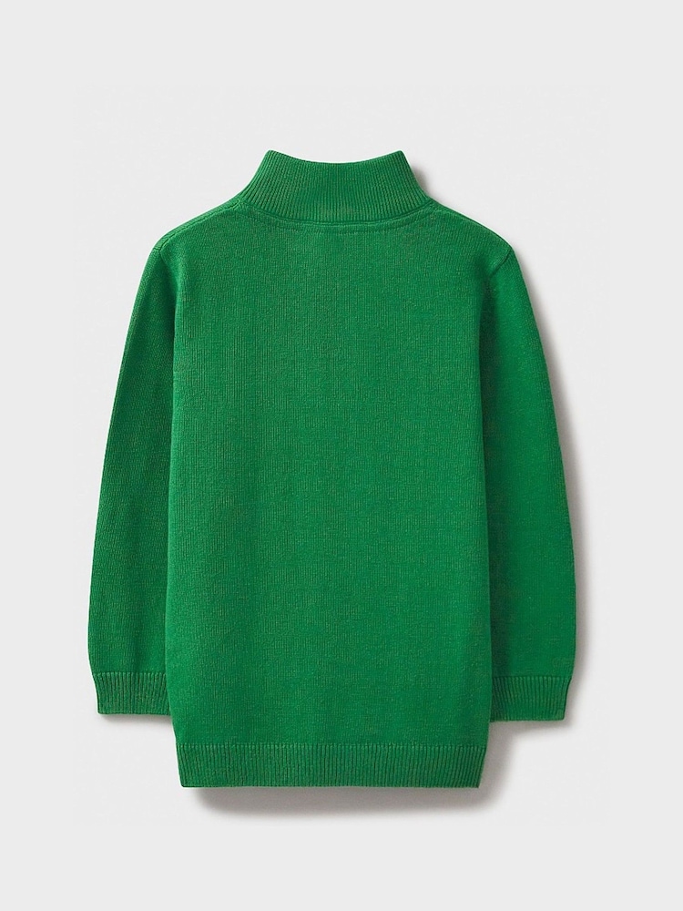Crew Clothing Green 100% Cotton Half Zip Jumper - Image 2 of 4