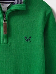 Crew Clothing Green 100% Cotton Half Zip Jumper - Image 4 of 4