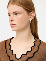 Jigsaw Brown Scallop Textured Rib Top - Image 5 of 6