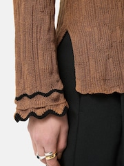 Jigsaw Brown Scallop Textured Rib Top - Image 6 of 6