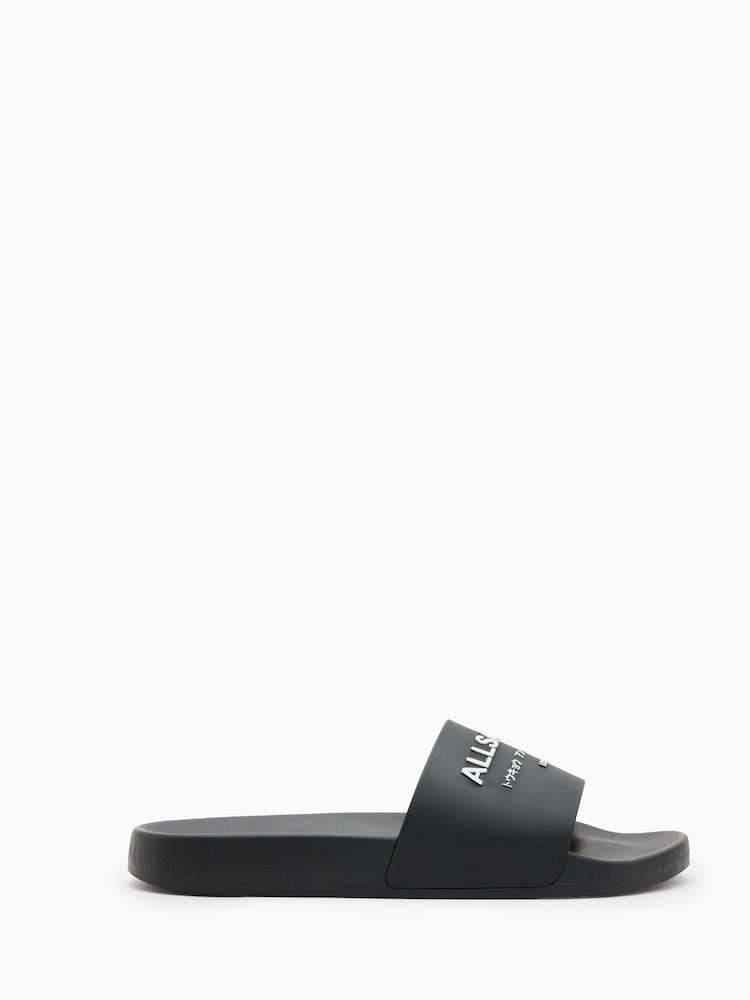 AllSaints Black Underground Sliders - Image 1 of 5