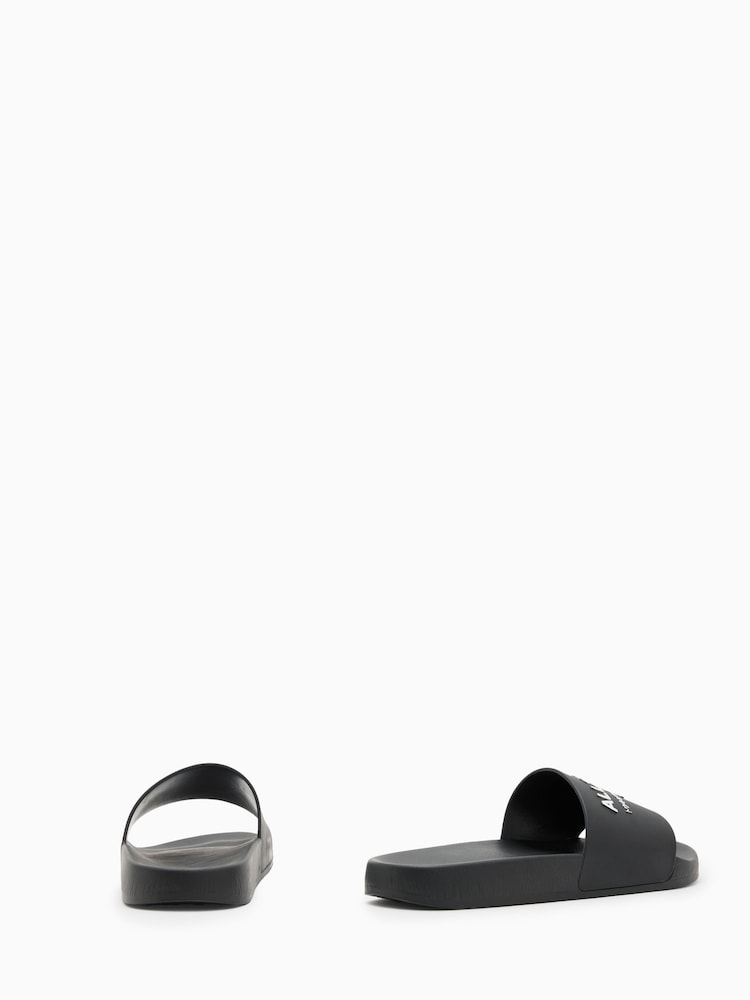 AllSaints Black Underground Sliders - Image 3 of 5