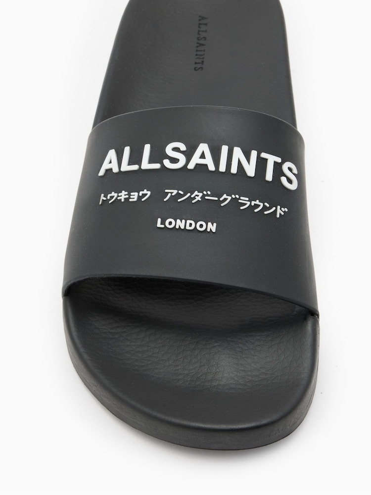 AllSaints Black Underground Sliders - Image 4 of 5