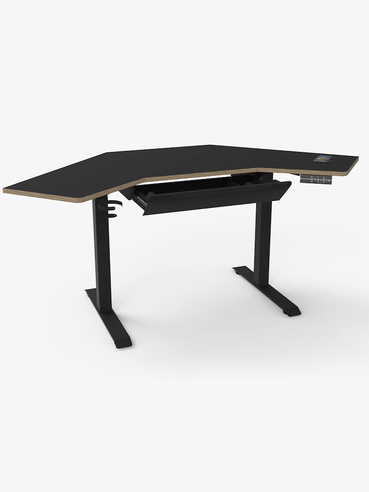 Koble Black Gino Corner Height Adjustable Desk With Drawer - Image 2 of 2