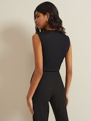 Phase Eight Black Sutton Sleeveless Drape Rib Top - Image 2 of 7