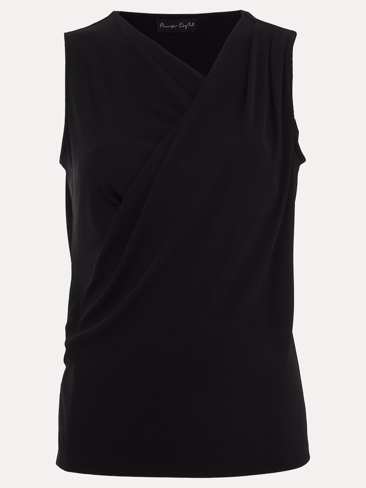 Phase Eight Black Sutton Sleeveless Drape Rib Top - Image 7 of 7