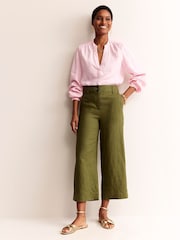 Boden Green 100% Cotton Westbourne Linen Crop Trousers - Image 1 of 5