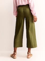 Boden Green 100% Cotton Westbourne Linen Crop Trousers - Image 3 of 5