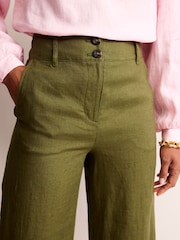 Boden Green 100% Cotton Westbourne Linen Crop Trousers - Image 4 of 5