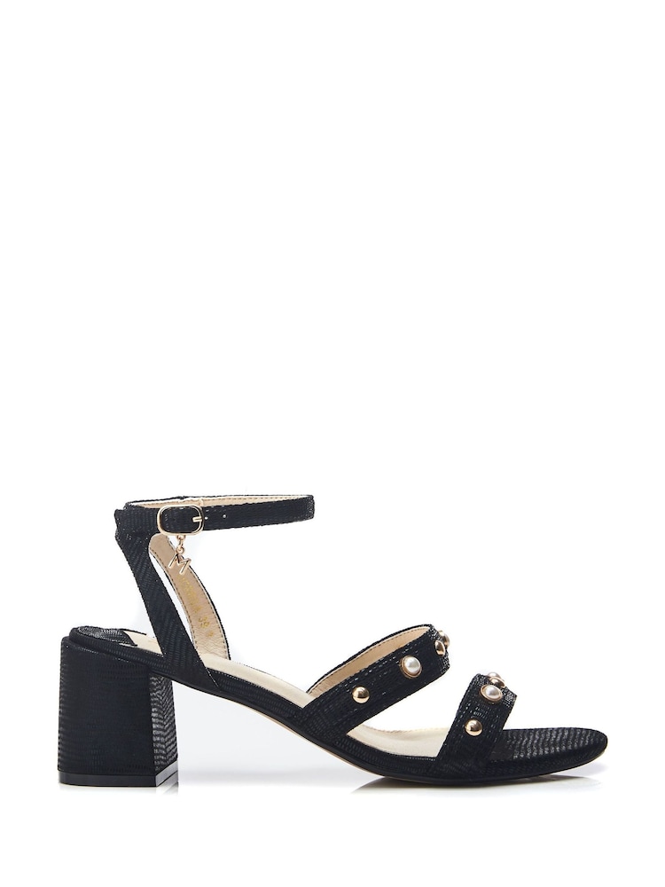 Moda in Pelle Morrila Two Part Pearl Detail Block Sandals - Image 1 of 4