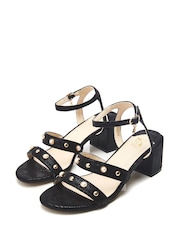 Moda in Pelle Morrila Two Part Pearl Detail Block Sandals - Image 2 of 4