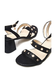 Moda in Pelle Morrila Two Part Pearl Detail Block Sandals - Image 4 of 4