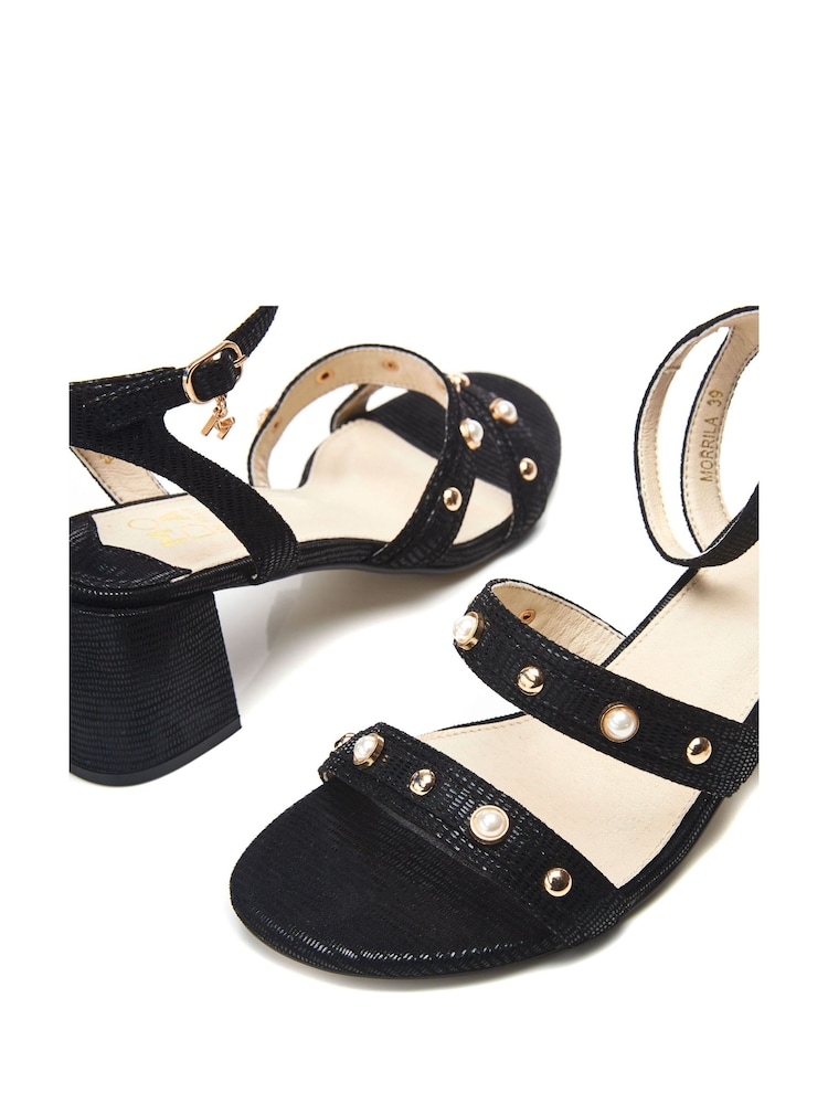 Moda in Pelle Morrila Two Part Pearl Detail Block Sandals - Image 4 of 4