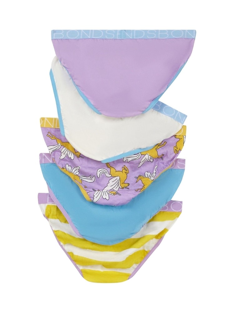Bonds Lila gestreifte Bikini-Slips aus 100 % Baumwolle im 5er-Pack - Bild 2 von 3
