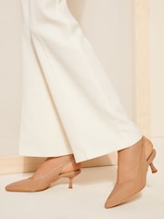 Friends Like These Nude Pink Faux Leather Low Heel Patent Slingback Court Shoe - Image 2 of 4