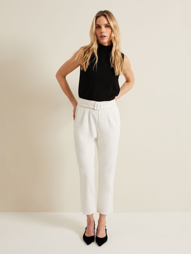Phase Eight Cream Gaia Tapered Tailored Trousers - Image 1 of 7