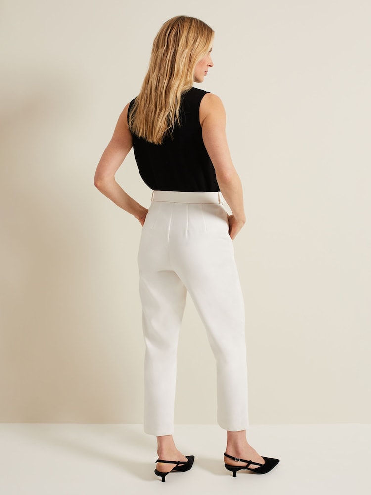 Phase Eight Cream Gaia Tapered Tailored Trousers - Image 2 of 7