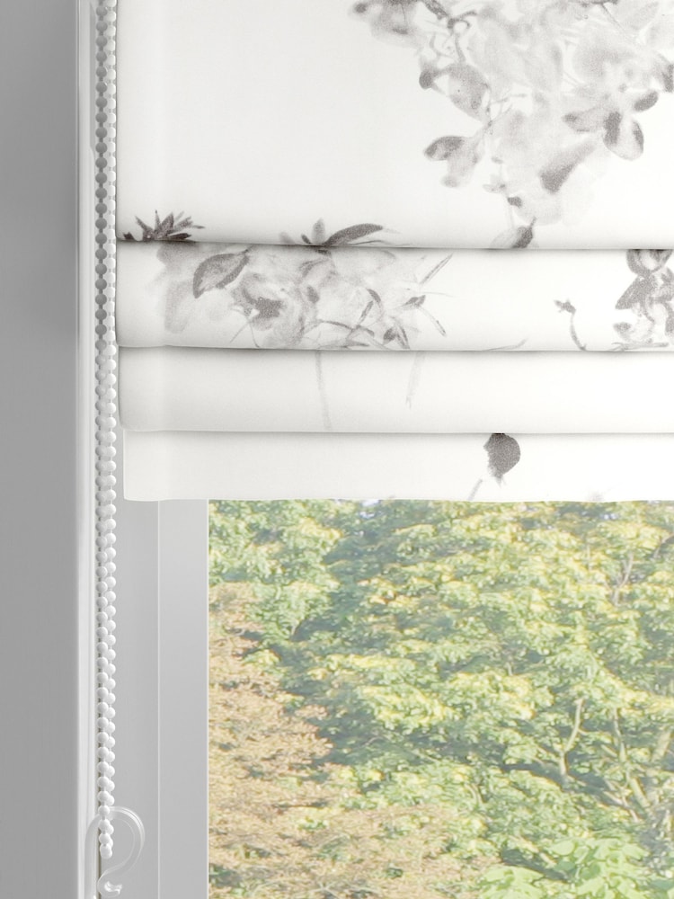 Grey Floral Made to Measure 100% Cotton Roman Blind - Image 2 of 6