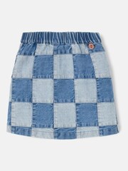 Angel & Rocket Blue Quinn Patchwork 100% Cotton Denim Skirt - Image 3 of 5