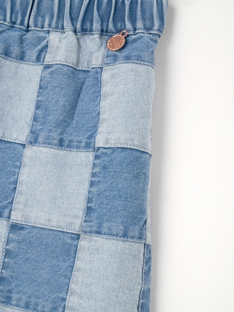 Angel & Rocket Blue Quinn Patchwork 100% Cotton Denim Skirt - Image 5 of 5