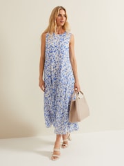 Phase Eight Blue Sharron Sleeveless Midi Dress - Image 1 of 6