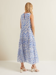 Phase Eight Blue Sharron Sleeveless Midi Dress - Image 2 of 6