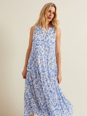 Phase Eight Blue Sharron Sleeveless Midi Dress - Image 3 of 6
