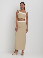 4th & Reckless Natural ELIAN Linen Square Neck Crop Top - Image 1 of 5