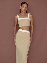4th & Reckless Natural ELIAN Linen Square Neck Crop Top - Image 5 of 5
