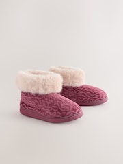 Burgundy Red Faux Fur Boot Slippers - Image 3 of 7