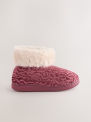 Burgundy Red Faux Fur Boot Slippers - Image 4 of 7