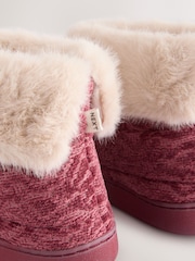 Burgundy Red Faux Fur Boot Slippers - Image 5 of 7
