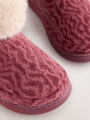 Burgundy Red Faux Fur Boot Slippers - Image 6 of 7