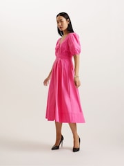 Ted Baker Purple Ledra Puff Sleeve Midi Dress - Image 1 of 5