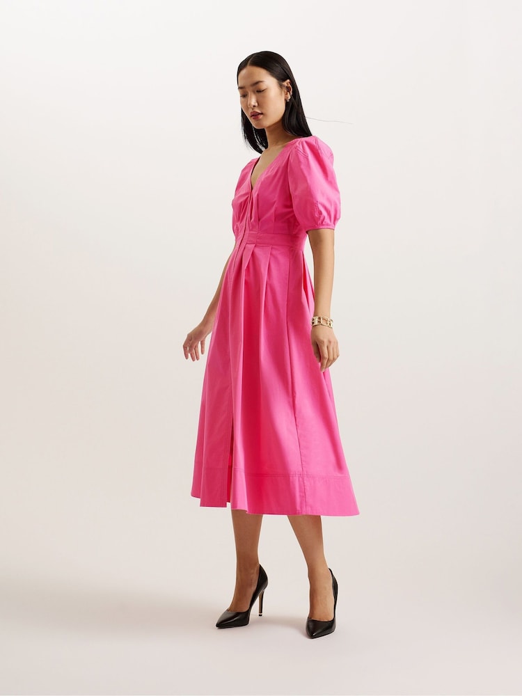 Ted Baker Purple Ledra Puff Sleeve Midi Dress - Image 1 of 5