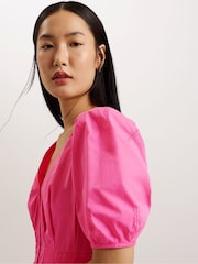 Ted Baker Purple Ledra Puff Sleeve Midi Dress - Image 2 of 5