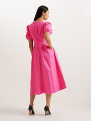 Ted Baker Purple Ledra Puff Sleeve Midi Dress - Image 4 of 5
