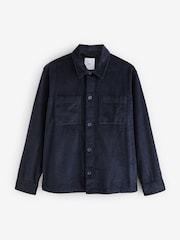 Navy Blue Corduroy Twin Pocket 100% Cotton Shacket Overshirt - Image 5 of 7