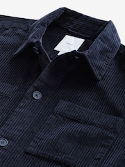 Navy Blue Corduroy Twin Pocket 100% Cotton Shacket Overshirt - Image 6 of 7