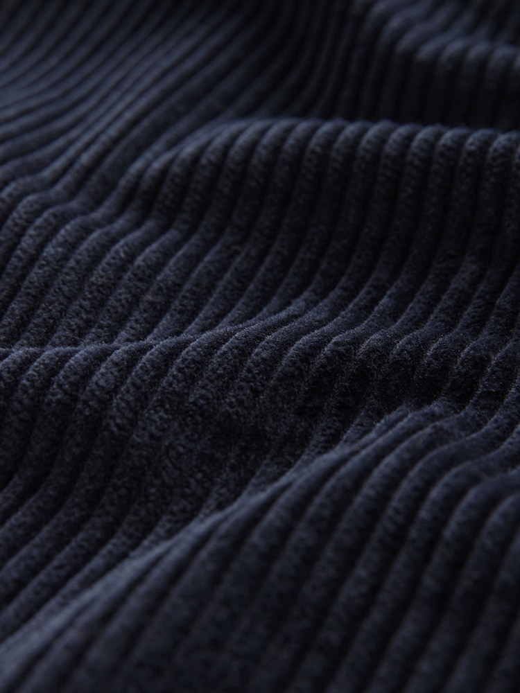 Navy Blue Corduroy Twin Pocket 100% Cotton Shacket Overshirt - Image 7 of 7